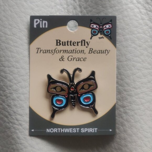 'Butterfly' Pin Indigenous Design by Corey Bulpitt, Haida - Picture 1 of 3